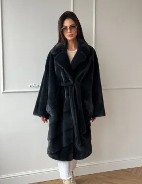 Шуба норковая фасон кимоно паркет из меха аукционной норки Kopenhagen Fur