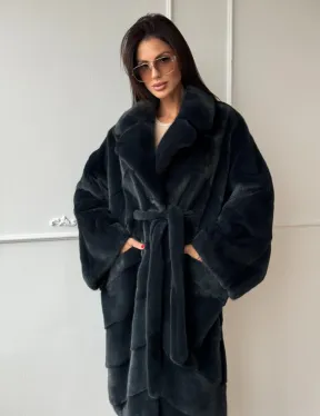 Шуба норковая фасон кимоно паркет из меха аукционной норки Kopenhagen Fur