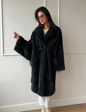 Шуба норковая фасон кимоно паркет из меха аукционной норки Kopenhagen Fur