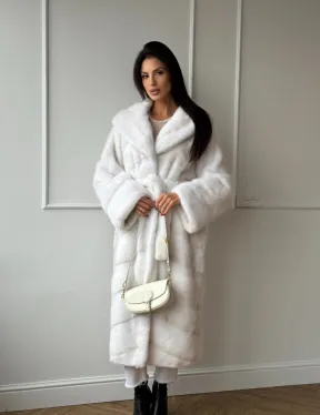 Натуральная шуба кимоно из меха норки Palomino с капюшоном кобра