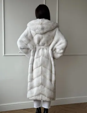 Натуральная шуба кимоно из меха норки Palomino с капюшоном кобра