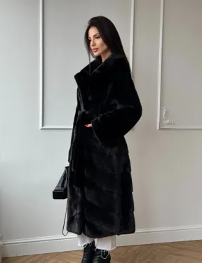 Классическая шуба Luxury Fashion из меха норки Velvet - паркет,  рукава в роспуск