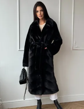 Классическая шуба Luxury Fashion из меха норки Velvet - паркет,  рукава в роспуск