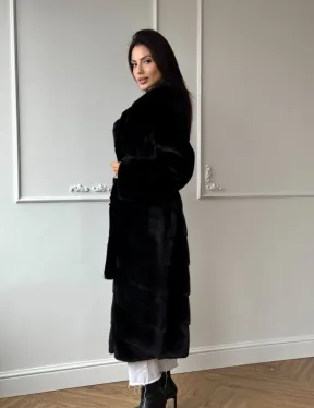 Классическая шуба Luxury Fashion из меха норки Velvet - паркет,  рукава в роспуск