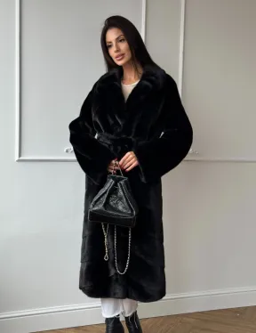 Классическая шуба Luxury Fashion из меха норки Velvet - паркет,  рукава в роспуск