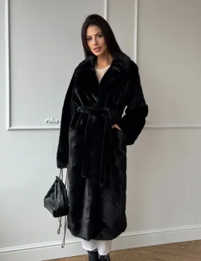 Классическая шуба Luxury Fashion из меха норки Velvet - паркет,  рукава в роспуск