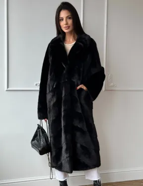 Классическая шуба Luxury Fashion из меха норки Velvet - паркет,  рукава в роспуск