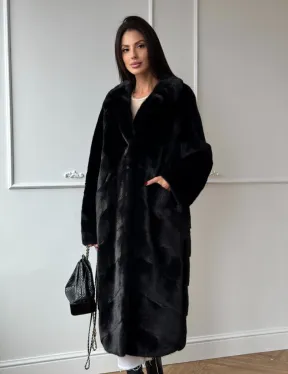 Классическая шуба Luxury Fashion из меха норки Velvet - паркет,  рукава в роспуск