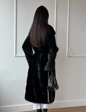 Классическая шуба Luxury Fashion из меха норки Velvet - паркет,  рукава в роспуск