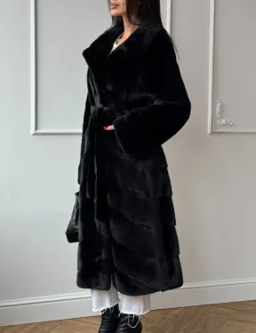 Классическая шуба Luxury Fashion из меха норки Velvet - паркет,  рукава в роспуск