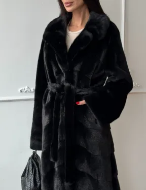 Классическая шуба Luxury Fashion из меха норки Velvet - паркет,  рукава в роспуск