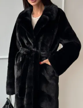 Классическая шуба Luxury Fashion из меха норки Velvet - паркет,  рукава в роспуск