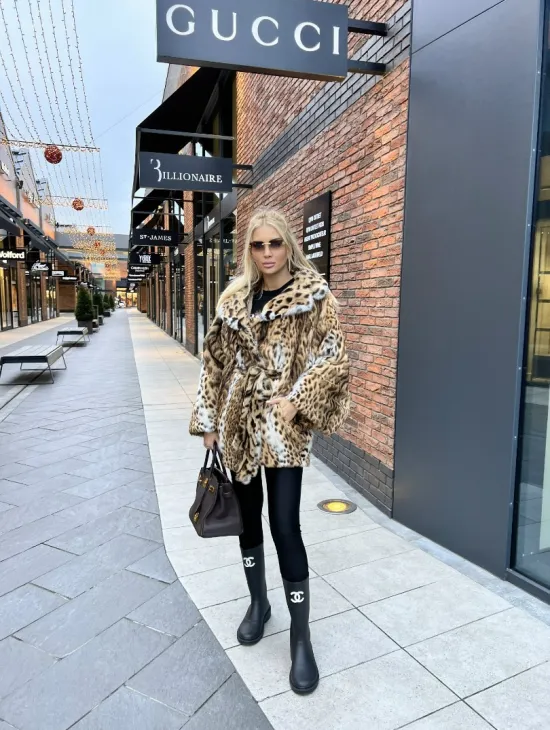 Шуба из оцелота под леопард модель «Летучая мышь»