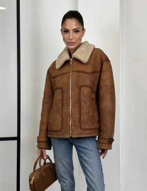 Зимняя короткая кожаная куртка из мериноса в стиле “Vintage”