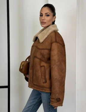 Зимняя короткая кожаная куртка из мериноса в стиле “Vintage”