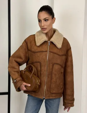 Зимняя короткая кожаная куртка из мериноса в стиле “Vintage”