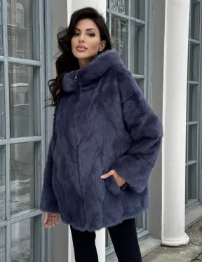 Меховая курточка - бомбер из аукционной норки с капюшоном