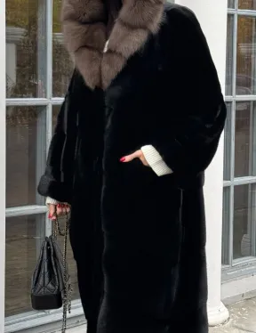 Шуба норковая PREMIUM NAFA капюшон кобра из меха куницы