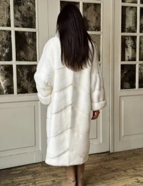 Эксклюзивная белая норковая шуба NAFA LUX английский воротник