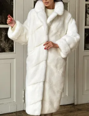 Эксклюзивная белая норковая шуба NAFA LUX английский воротник