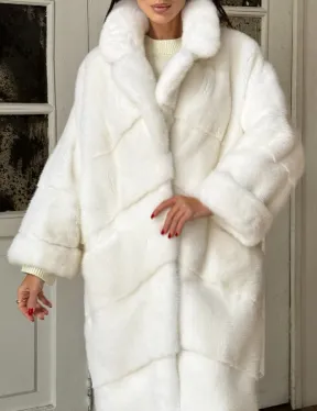 Эксклюзивная белая норковая шуба NAFA LUX английский воротник