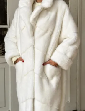 Эксклюзивная белая норковая шуба NAFA LUX английский воротник