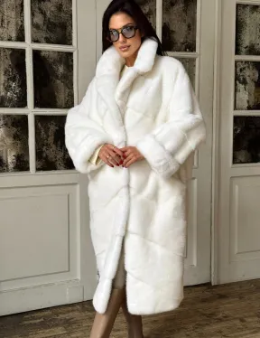 Эксклюзивная белая норковая шуба NAFA LUX английский воротник
