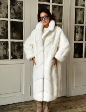 Эксклюзивная белая норковая шуба NAFA LUX английский воротник