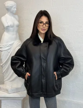 Кожаная дубленка из овчины женская, зима - 2025 