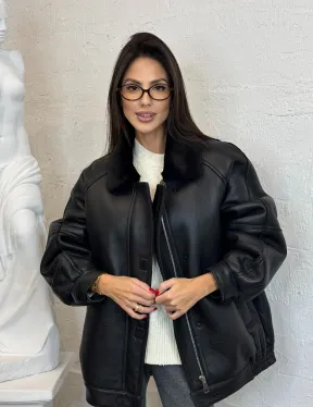 Кожаная дубленка из овчины женская, зима - 2025 