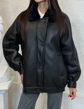 Кожаная дубленка из овчины женская, зима - 2025 