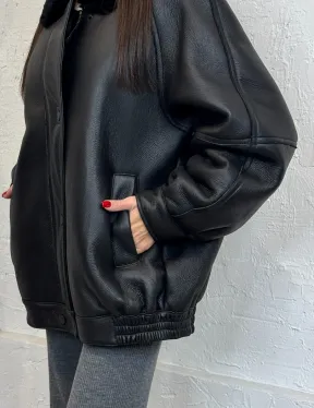 Кожаная дубленка из овчины женская, зима - 2025 