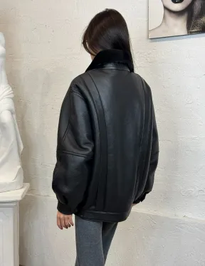 Кожаная дубленка из овчины женская, зима - 2025 