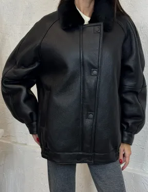 Кожаная дубленка из овчины женская, зима - 2025 