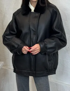 Кожаная дубленка из овчины женская, зима - 2025 