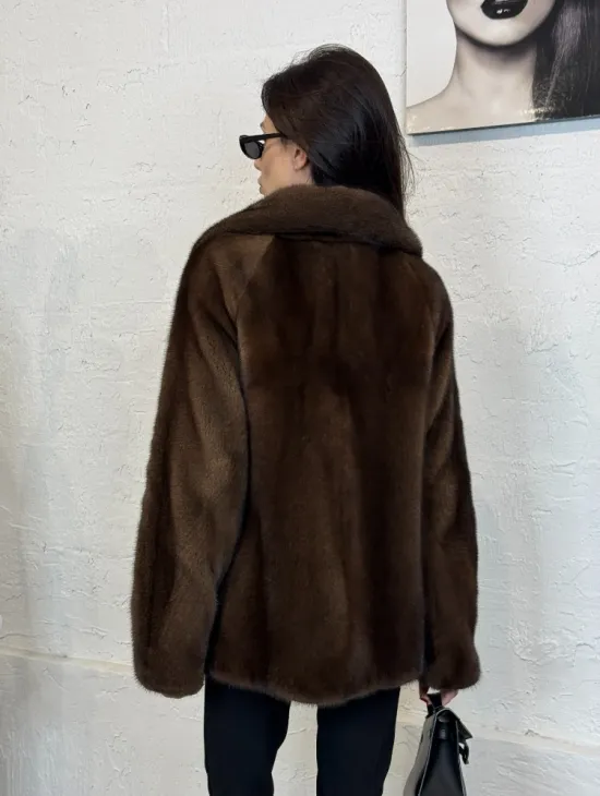 Меховой жакет из плюшевой норки Velvet английский воротник