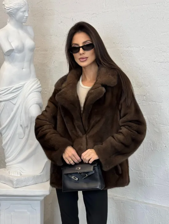 Меховой жакет из плюшевой норки Velvet английский воротник