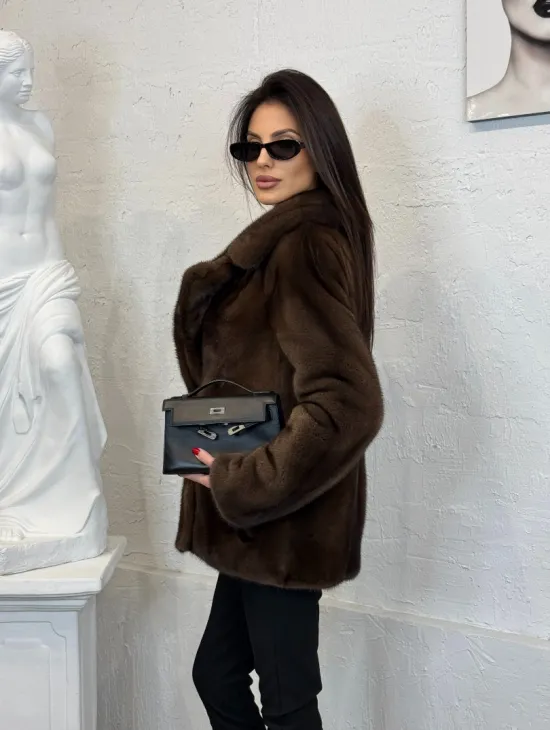 Меховой жакет из плюшевой норки Velvet английский воротник