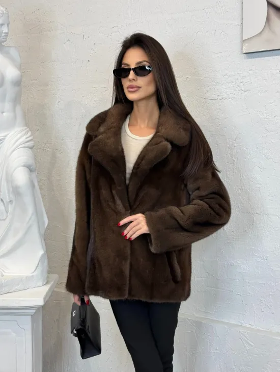 Меховой жакет из плюшевой норки Velvet английский воротник