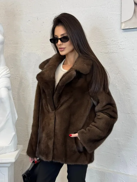 Меховой жакет из плюшевой норки Velvet английский воротник