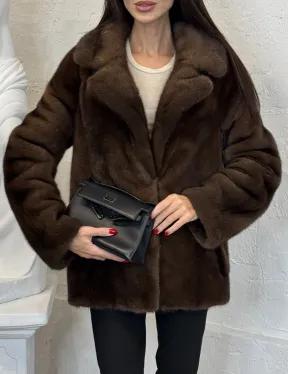 Меховой жакет из плюшевой норки Velvet английский воротник