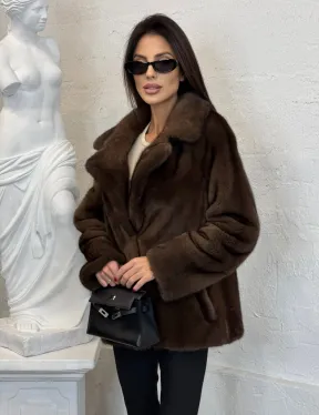 Меховой жакет из плюшевой норки Velvet английский воротник