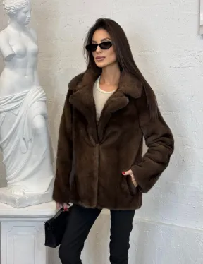 Меховой жакет из плюшевой норки Velvet английский воротник