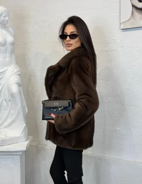 Меховой жакет из плюшевой норки Velvet английский воротник