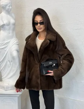 Меховой жакет из плюшевой норки Velvet английский воротник