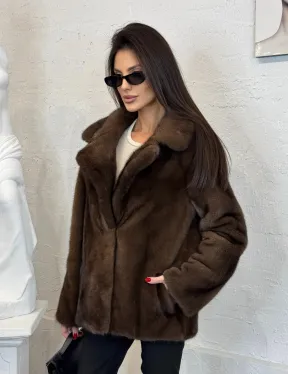 Меховой жакет из плюшевой норки Velvet английский воротник