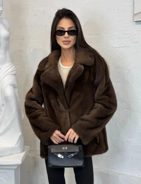 Меховой жакет из плюшевой норки Velvet английский воротник