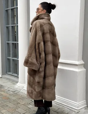 Норковая шуба Бохо из меха скандинавской норки Pastel (большие размеры)