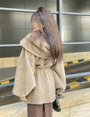 Шуба с капюшоном из меха норки VELVET 