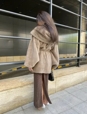 Шуба с капюшоном из меха норки VELVET 